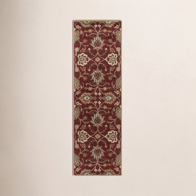 Arden Burgundy Hand-Tufted Wool Floral Rug