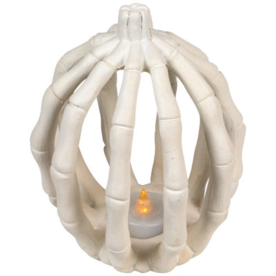 6.25" LED Lighted Skeleton Pumpkin Halloween Decoration - Battery Operated
