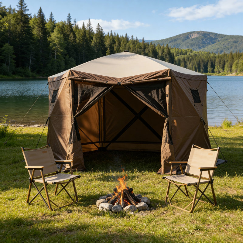 Portable Pop Up Camping Tent, Shade Screen Tent With 2 Roll-up Windows And Carry Bag For Camping, Backyard, 4 Person