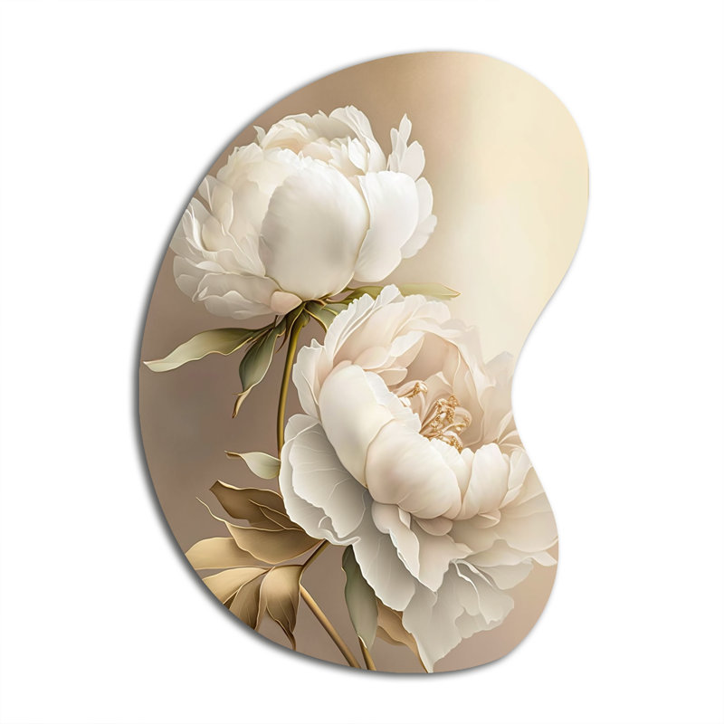 Pivoine II - art mural en forme de pivoines, sculpture murale asymétrique, H 39 po x l 28 po