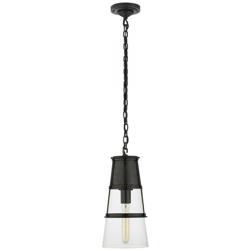 Thomas O'Brien Robinson Small Pendant, Clear, Black, 15" H x 7.5" W x 7.5" D