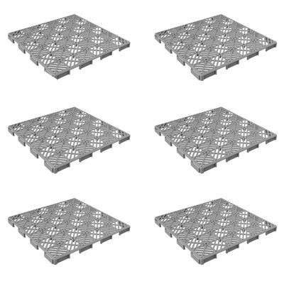 Deck Tiles - Paquet de 6 tuiles de patio emboîtables en polypropylène - Revêtement de sol extérieur résistant aux intempéries pour balcon, porche et garage par Pure Garden (gris)