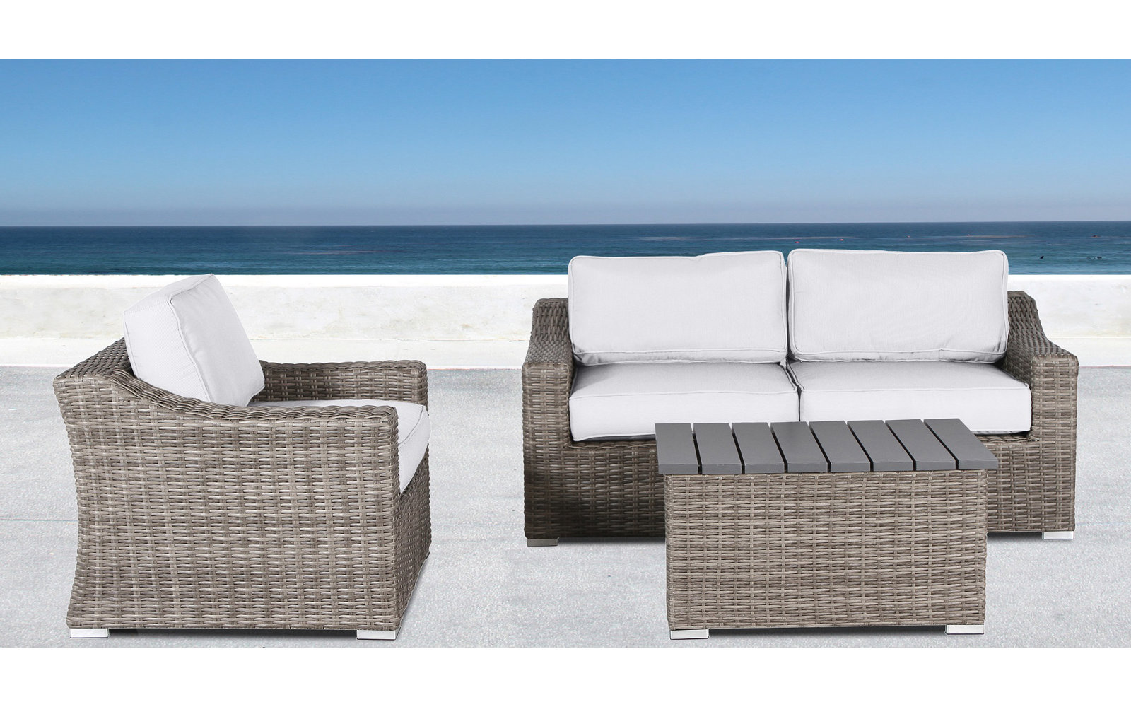 Gustavs 3-Person Sunbrella® Patio Seating Group, Mixed Gray