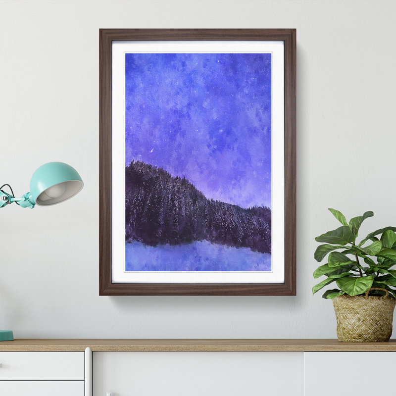 Forest Beneath the Stars - Picture Frame Painting Print, 45cm H x 33cm W x 2cm D, Walnut Framed