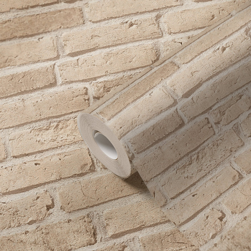 Bricks and More Colelction Weathered Brick Walls Wallpaper Roll, Cream