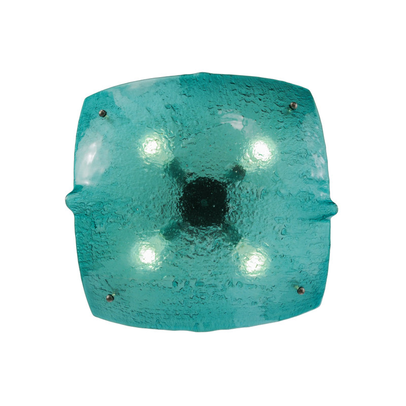Meyda 26" Aquamarine Crinkle Glass & Brushed Nickel Chandelier