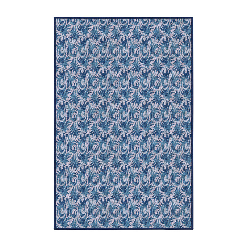 Tapis bleu/beige à motifs, Rectangle 4 pi x 6 pi