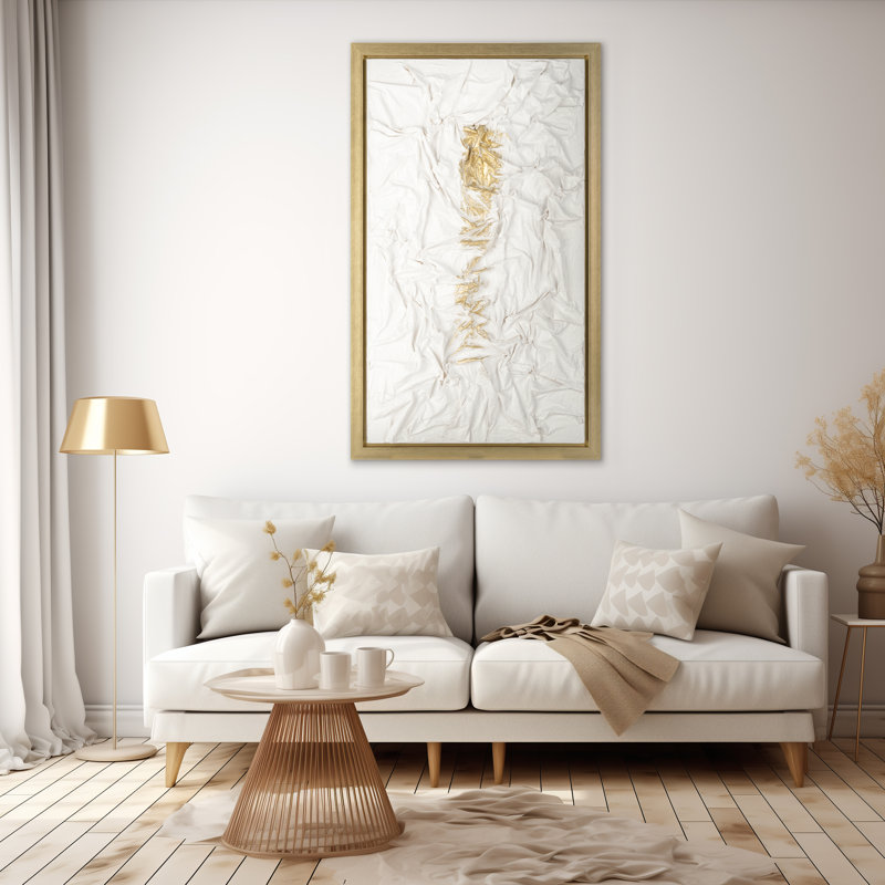 Art mural moderne moderne - art mural abstrait encadré avec des accents dorés peints à la main - décoration murale texturée 35 x 60