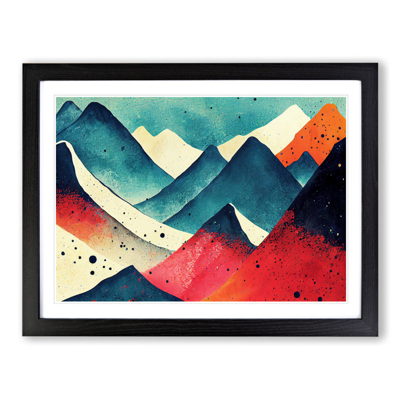 Mountain Paint Splash Vol.3 Abstract - Single Picture Frame Print, Black Framed, 46cm H x 64cm W x 2cm D