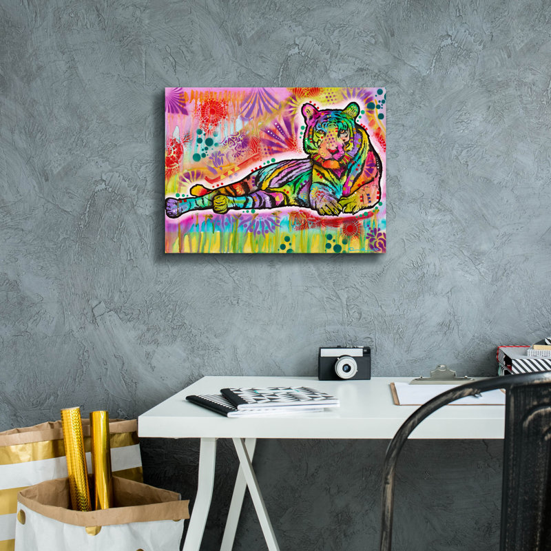 «Spiritual Tiger» par Dean Russo, art mural sur toile, H 12 po x l 16 po x P 0,75 po