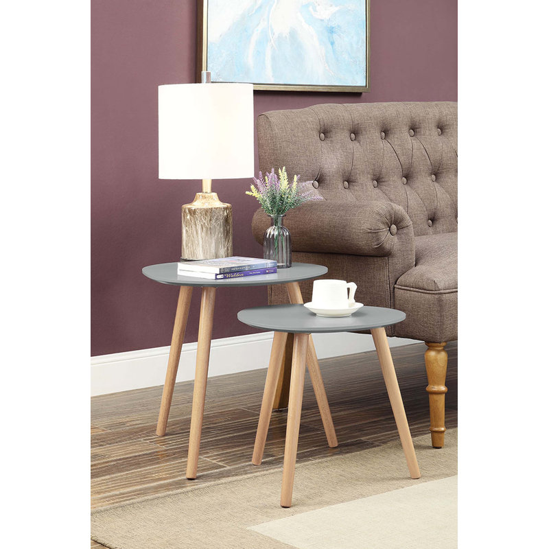 Amethist Nesting End Table, Grey/Light Oak