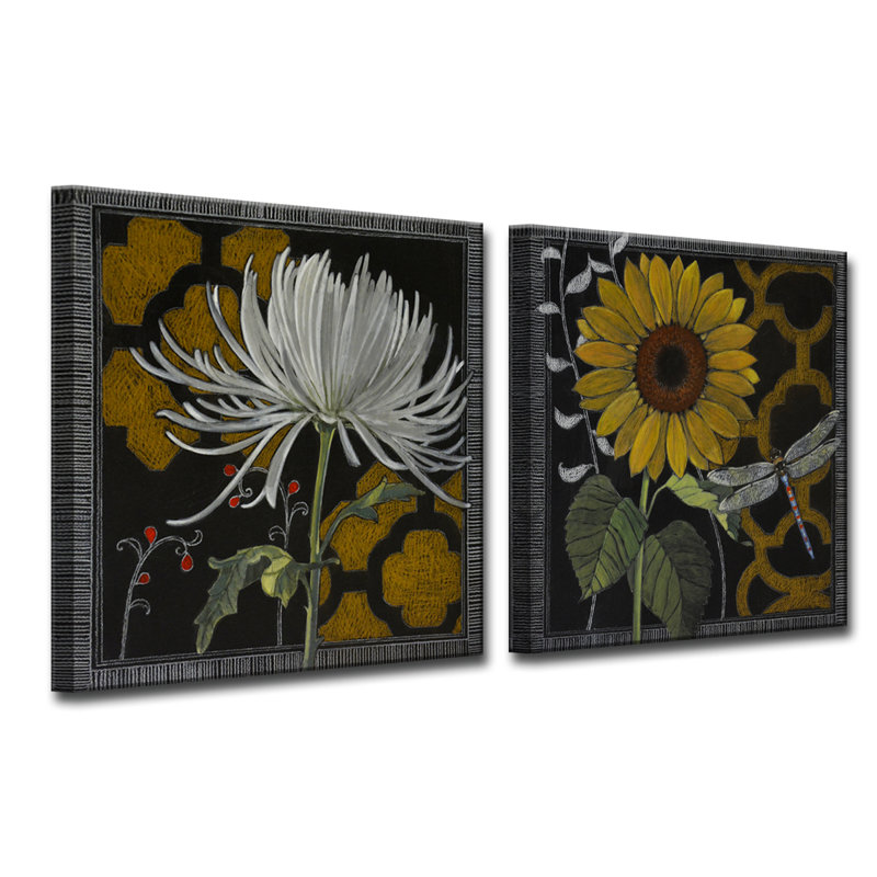 «Gilt Slate Flora III / IV» par Norman Wyatt Jr., ensemble de 2 reproductions d'art graphique sur toile tendue