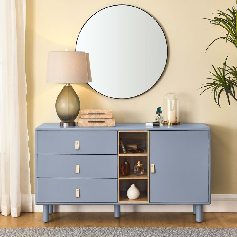 Commode combinée 3 tiroirs Heffernan, Bleu