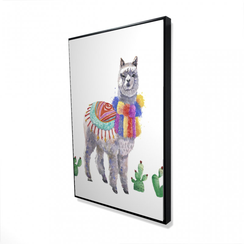 Lama traditionnel péruvien, reproduction sur toile