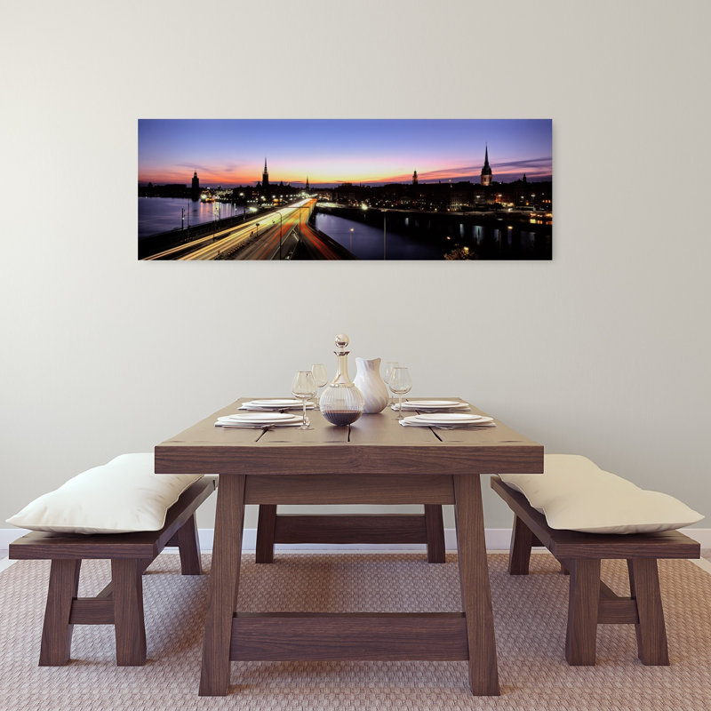 High angle view of traffic on a highway Stockholm Sweden 1 Piece Wrapped Canvas Panoramic Wall Art, 40.64 cm H x 121.92 cm W