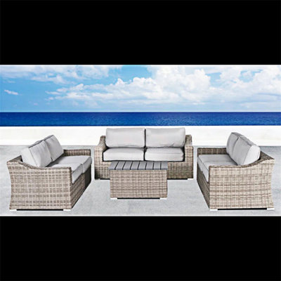 Ensemble de canapé de patio 7 pièces en osier avec coussins