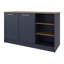 Îlot de cuisine H 35,7 po, 2 portes, 7 tablettes, bleu Alby / chêne naturel - Cuisine