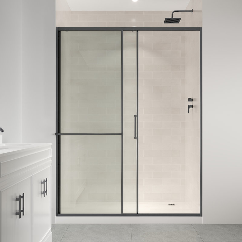 Ove Decors Zora 60 In. W X 78.75 In. H Sliding Clear Straight Alcove Shower Door, Gunmetal Gray