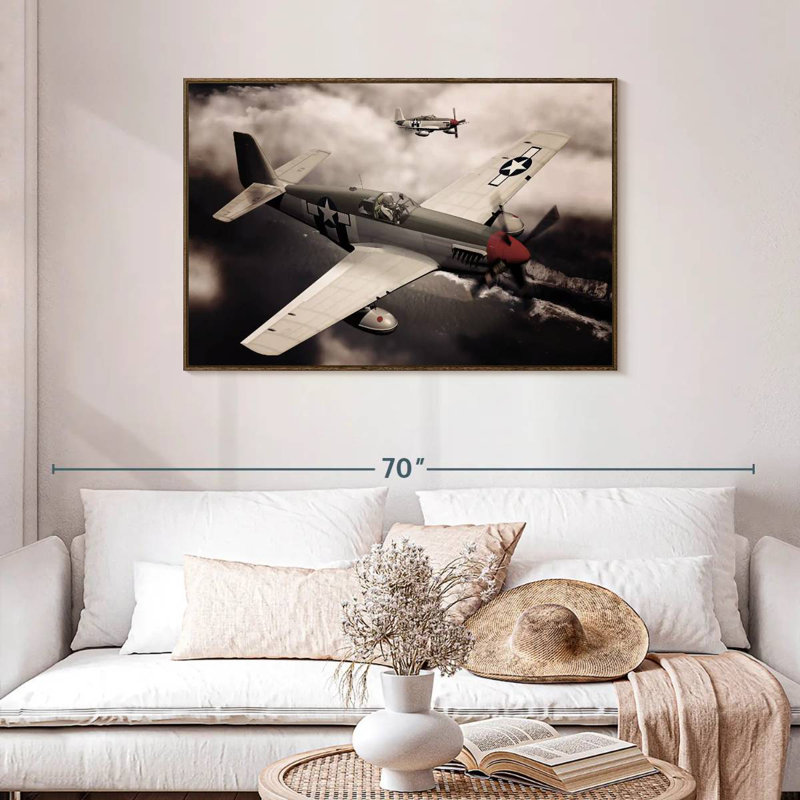 Sepia Military Airplanes, 43" X 29", Floating Frame Walnut