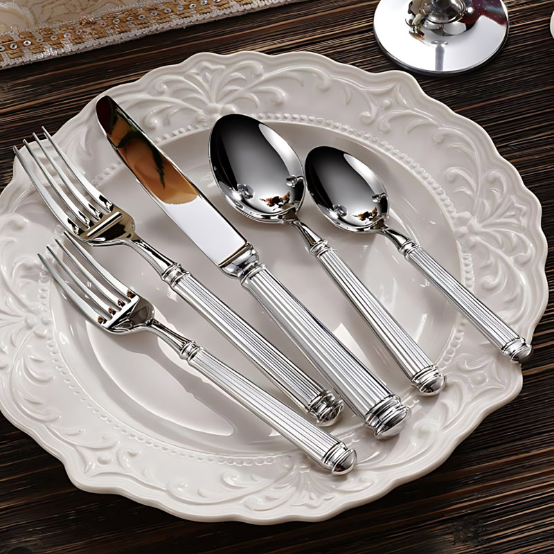 Ensemble de couverts 20 pièces en acier inoxydable forgé de qualité supérieure - 304 couverts de style colonne romaine pour la restauration, l'hôtel et la maison