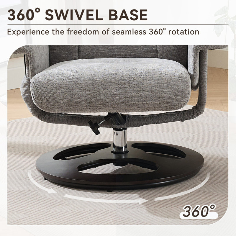 Fauteuil inclinable pivotant en cuir synthétique avec base enveloppée, Similicuir noir