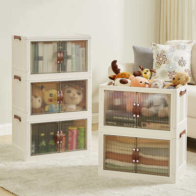 Bacs de rangement empilables et pliables avec couvercles et roulettes