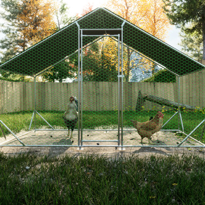 Poulailler en métal galvanisé - Cage de passage avec couvercle imperméable et pour poulets L 10 pi x l 6,6 pi l 6,56 pi H poulets grillés, canards
