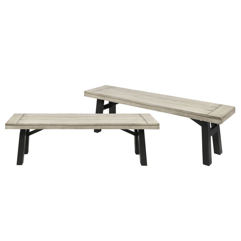 Banc en bois rustique gris, avec des panneaux de lattes attrayants, 62,79 pouces de long x 17,36 po de hauteur, élégant