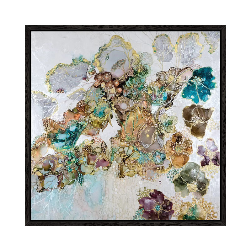 L'Abondance by Mishel Schwartz - Painting on Canvas, Black Floater Framed, 45.72cm H x 45.72cm W x 3.81cm D
