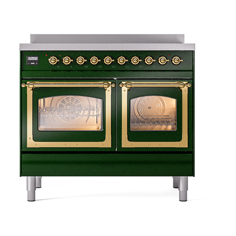 ILVE Nostalgie II Noblesse 40 in Induction Range, Emerald Green/Brass