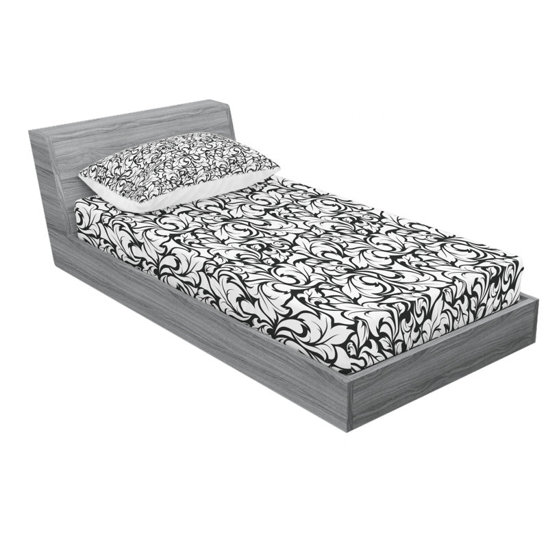 Microfiber Floral Sheet Set, Twin Sheet Set with Fitted Sheet