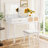 43.3" Classic Wood Makeup Vanity Set with Flip-top Mirror and Stool, Dressing Table with Three Drawers and storage space, White-779105498