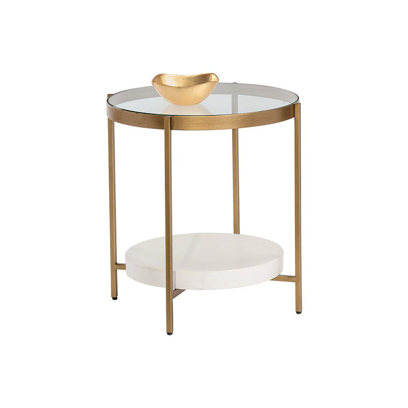 Deemer Glass Top End Table - Gold