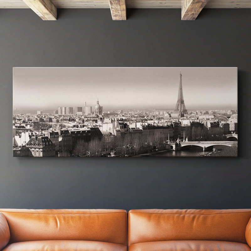 Triptyque Paris - Toile tendue avec châssis - Prêt à accrocher, H 12 po x l 30 po