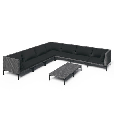 Ivy Bronx 8 Piece Garden Lounge Set With Cushions Poly Rattan Dark Grey