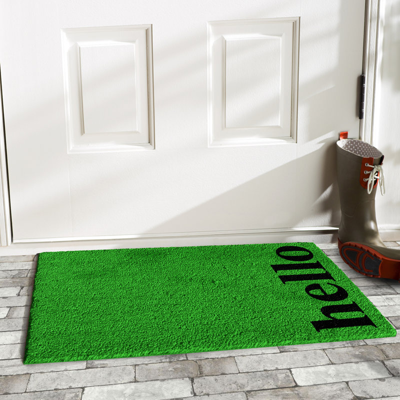 Tapis de porte extérieur antidérapant Arnitha, Rectangle 2 pi x 3 pi, Vert / Noir