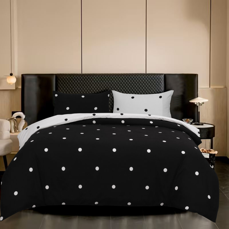Aspire Homeware Ultra Soft Reversible Polka Dots Duvet Cover Set with Pillowcases for Cozy Everyday Comfort