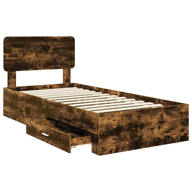 Bed, Smoked Oak, European Single (90 x 200 cm)