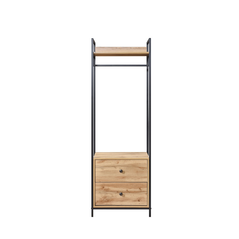 Alva Open Wardrobe with 2 Drawers, Oak