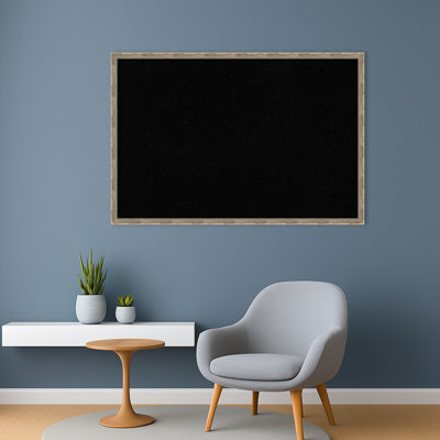 Mila Dark Silver Wood Framed Corkboard, Black Cork Bulletin Board, Organization Board, Pin Board