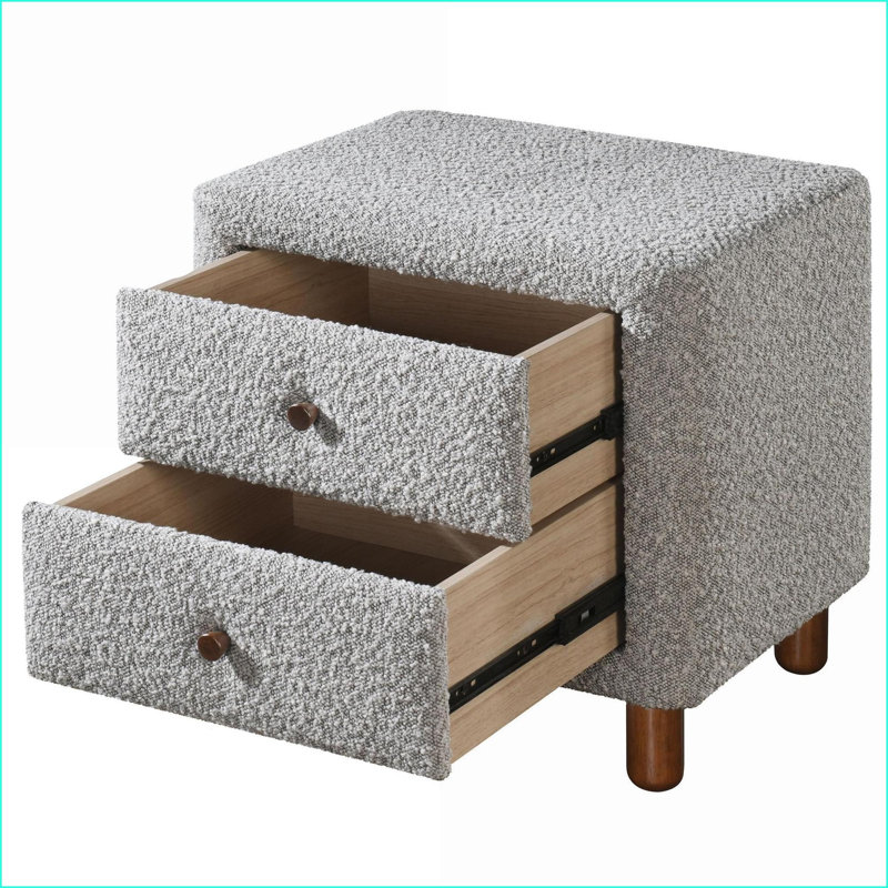Table de chevet 2 tiroirs Grey Boucle