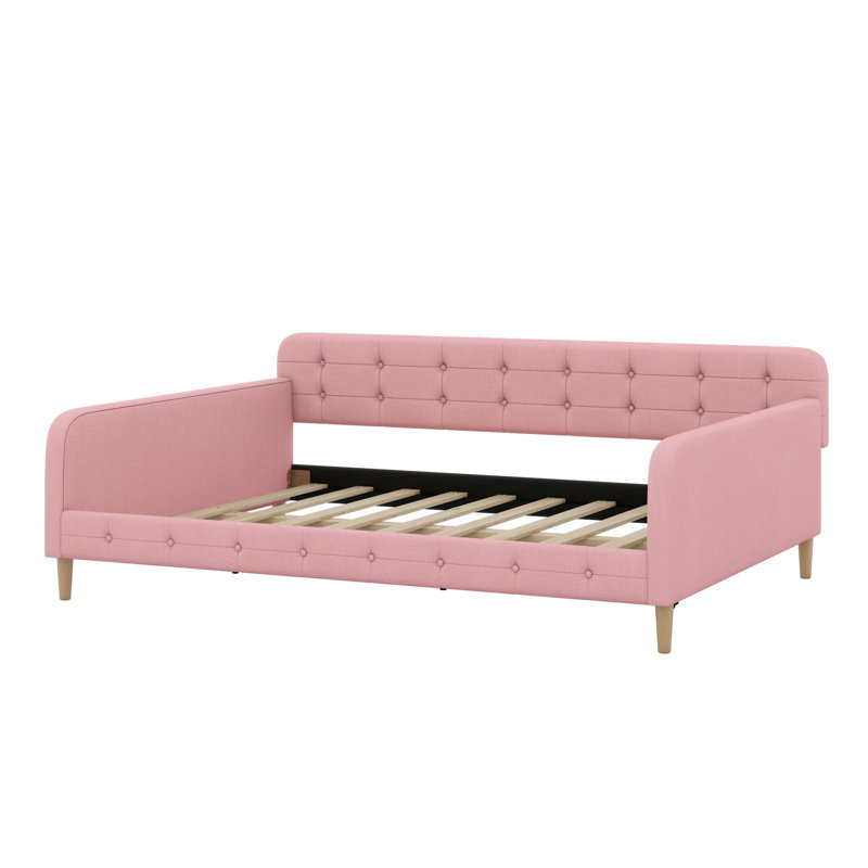 Upholstered Daybed With Support Legs, Pink