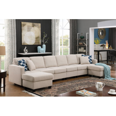 Jessica 148.5" Wide Modular Sofa with Ottoman