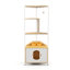Mobilier d'intérieur pour chat: tour avec poste d'alimentation et poteau à griffer - pied blanc + chêne, pratique et stable, poste peu encombrant, arbre multifonctionnel efficace pour les chats