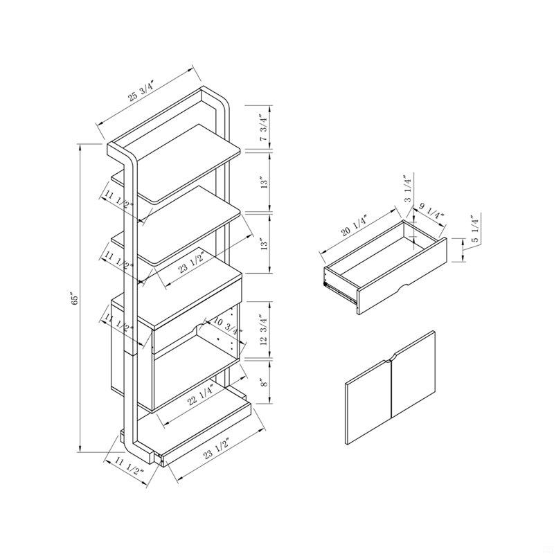 Bookcase Four Open Shelve One Drawer Two Cabinets With Open Shelve