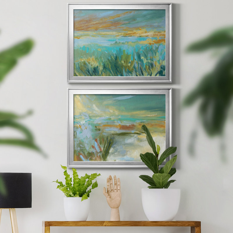 «Grassy Beach», reproduction d'art sur papier encadré, H 22,5 po x l 61 po x P 1,5 po, Argent, Pas de tapis