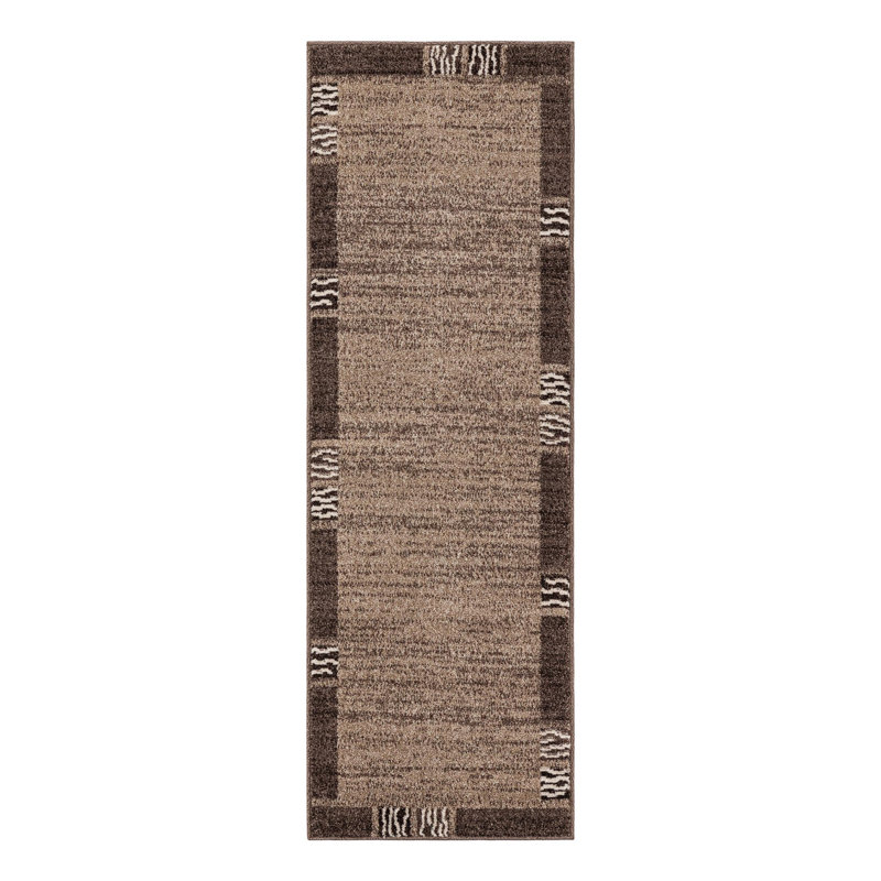 Tapis géométrique en polypropylène tissé à la machine Cante, Tapis de couloir 3 pi 1 po x 6 pi 7 po