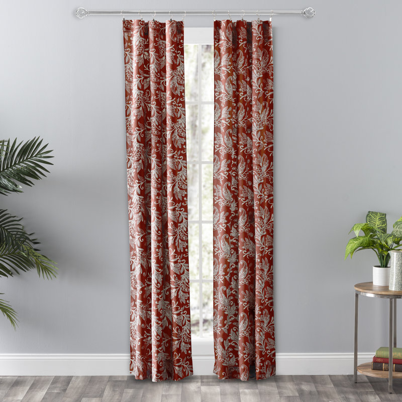 Sanita Room Darkening Curtain Pair, Brick, 28" x 84"