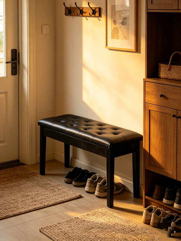Rubberwood Bench, Black