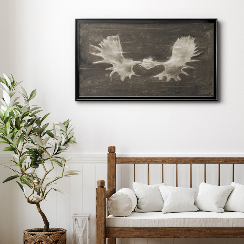 Rustic Moose Mount II - Toile encadrée de qualité supérieure - prête à être accrochée, H 14,5 po x l 26,5 po x P 1 po